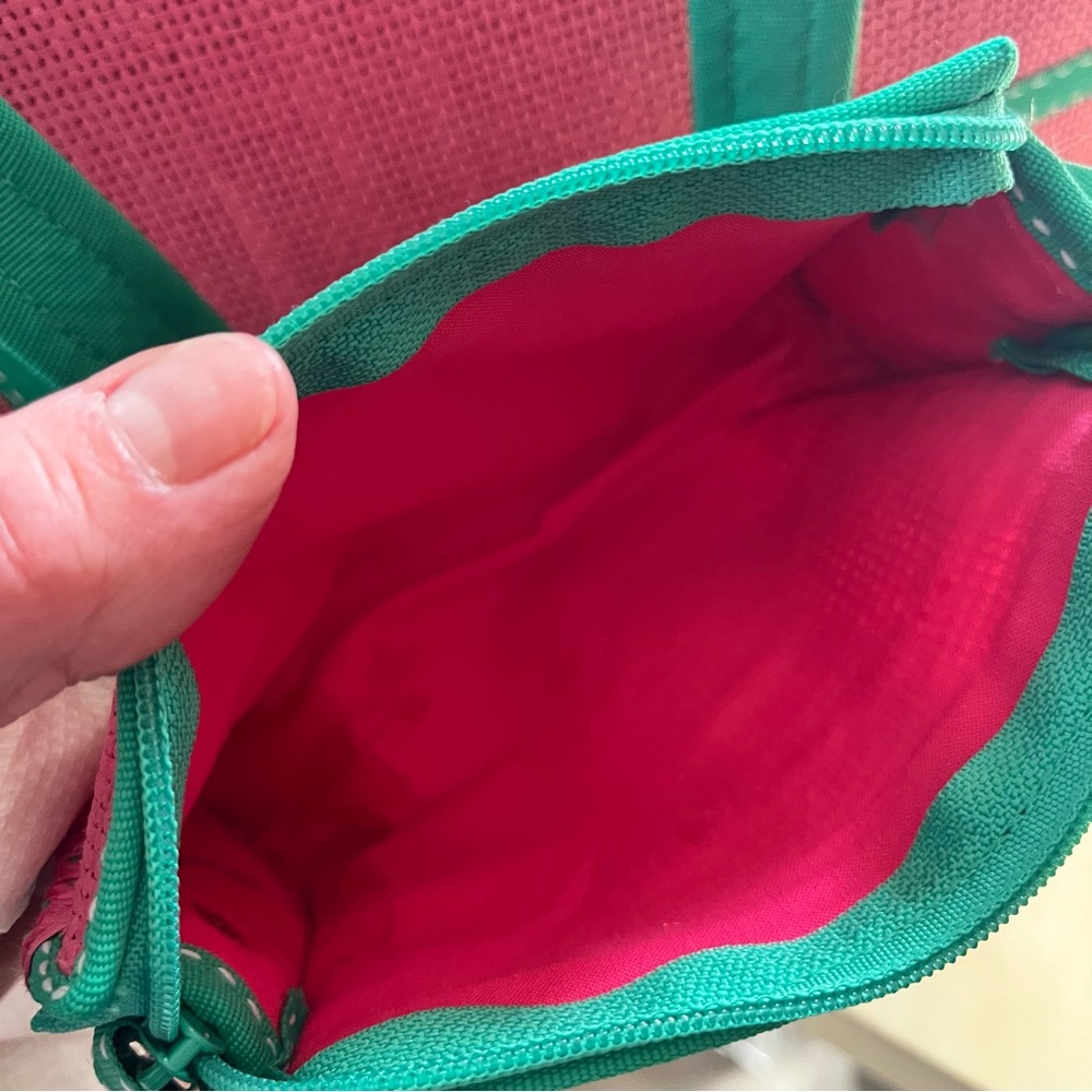 Ralph Lauren Pink Tote with Green Trim and Matching Pouch - Picture 9 of 10